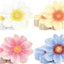 Qilery 100 Pcs Flower Shaped Napkins Disposable Floral Paper Napkins 4 Style Floral Shaped Cocktail Towel Tulip Lunch Dinner Towel for Tableware Wedding Bridal Baby Shower Tea Birthday Party(Classic)