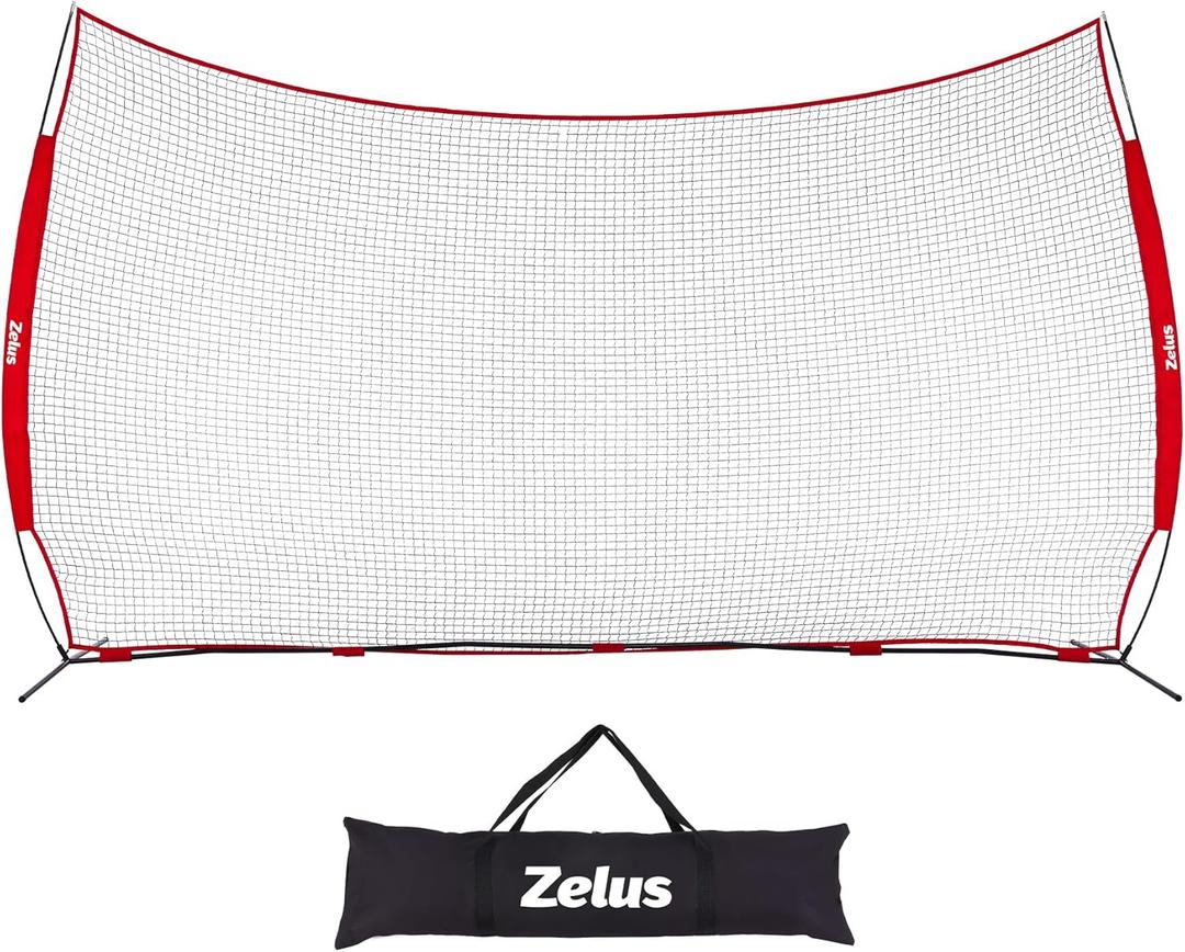  16x10ft Barricade Backstop Net, Ball Sports Barrier, Practice Net  for Baseball, Softball, Lacrosse, Soccer, Basketball and More Style: 16x10 ft - Red
