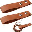 2 Pcs Cowhide Leather Whip Holster, Authentic Full Grain Belt Holder for Bullwhip, Handmade Western Style Holster Loop for Horse Riding, Costume and Daily Use, Brown