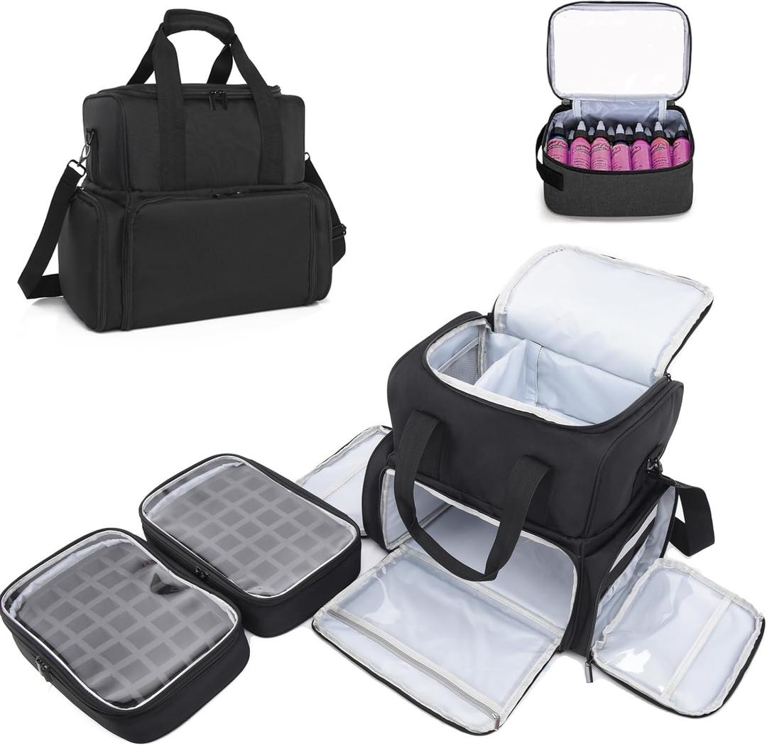 Large Tattoo Case Tattoo Travel Case with 2 Inner Removable Pouches- Waterproof Oxford Fabric Tattoo Travel Storage Bag for Large Tattoo Stencil Printer and Tattoo Supplies (Black Bag Only)