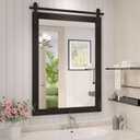 Farmhouse Bathroom Mirror, 24x36 Inch Black Vanity Mirror for Wall, Wood Framed Rustic Mirror Rectangular Wall Decor Mirrors for Entryway Living Room Bedroom (24"L x 36"W)