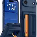 Oterkin for iPhone Air Wallet Case [4-5 Card Holder] [RFID Blocking] [Full Camera Protection] [Kickstand] [Military Grade Protection] Shockproof Rugged Phone Case for iPhone 17 Air 6.5 inch, Blue