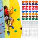 Meooeck 40 Pcs Rock Climbing Holds Set for Kids with Mounting Screws and 2 Wrenches, Mix Colored Climbing Rocks DIY Wall Grip Kits for Outdoor Indoor Playground Backyard Play Set