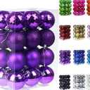 Emopeak 24Pcs Christmas Balls Ornaments for Xmas Christmas Tree  4 Style Shatterproof Christmas Tree Decorations Hanging Ball for Holiday Wedding Party Decoration (Purple, 1.6"/4.2CM), 2 Pack