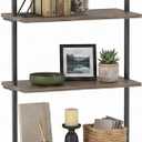 aboxoo Ladder Shelf Open Bookshelf 5-tier Wood Wall-mounted Bookcase Storage Rack Open Back Industrial Modern Plant Flower Stand Utility Organizer Bookcase Metal Frame Furniture Office Kitchen Bedroom, 1PC