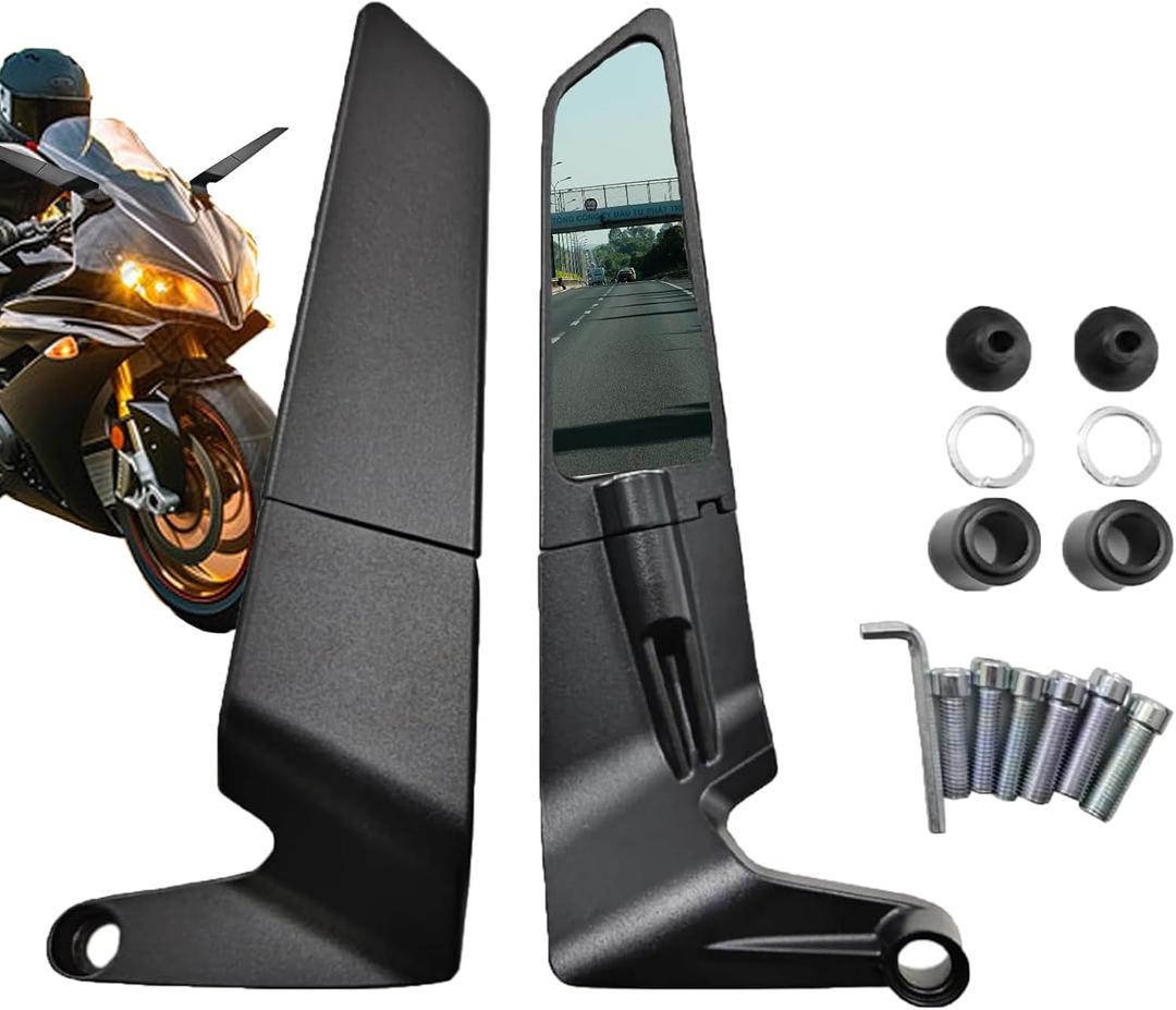 Motorcycle Rearview Mirrors, Adjustable Rotating Motorcycle Mirrors, Compatible for Honda CBR300R/ 500R/ 600RR/ 1000RR, Kawasaki Ninja 300 400 650, Suzuki GSXR 600 750, Zx6r Yamaha, Ducati(BLACK)