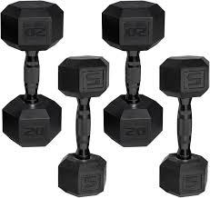 Weight Set, Dumbbell Set, Pair Of 5 LB And 20 LB Dumbbells, Black