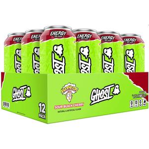 Ghost Energy Sour Black Cherry Warheads 16 fl oz. (12 Pack), Best Before: 02/2026