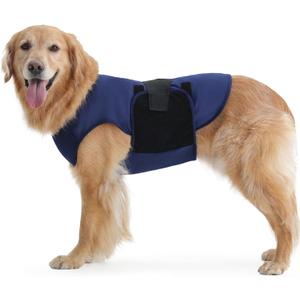 IECOii Calming Anxiety Vest for Dogs, Stretchy Stress and Anxiety Relief Wrap for Storm Fear Travel Loud Noise, Soft Adjustable Thunderstorm Jacket for Anxiety, Dark Blue, Size XL