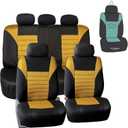 FH Group Automotive Car Seat Covers Full Set Premium 3D Air Mesh Front Seat Covers, Airbag Compatible & Split Bench Cover Universal Fit Interior Accessories for Cars Trucks and SUVs - Yellow