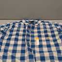 Carhartt Men's 106140 Loose Fit Midweight Short-Sleeve Plaid Shirt (X-Large, Deep Lagoon)