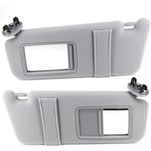 Pair Sun Visor Left Driver Right Passenger Side Compatible with 2007 2008 2009 2010 2011 Toyota Camry Hybrid Without Sunroof and Light (Gray)