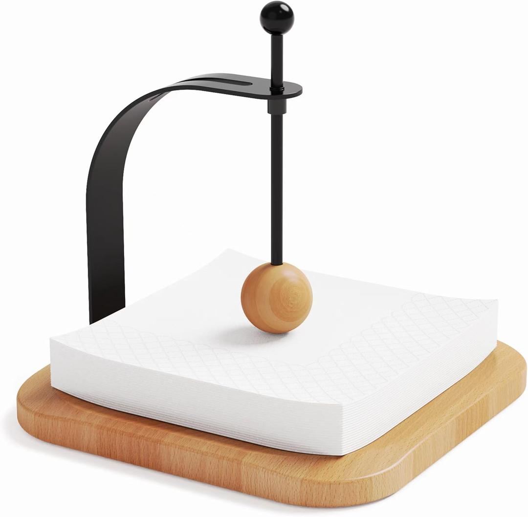 Wood Napkin Holder for Table Wood Square Napkin Dispenser with Metal Cocktail Napkin Holder, Suitable for Kitchen, Restaurant, Bar, Office, Parties, Home Décor (beech)