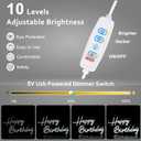 Mornajina 16.5'' x 11.8'' Happy Birthday Neon Sign for Backdrop Wall Decor, USB Powered Happy Birthday Led Sign for Backdrop Light up Sign Dimmable Neon Light for Birthday Party Decorations (White)
