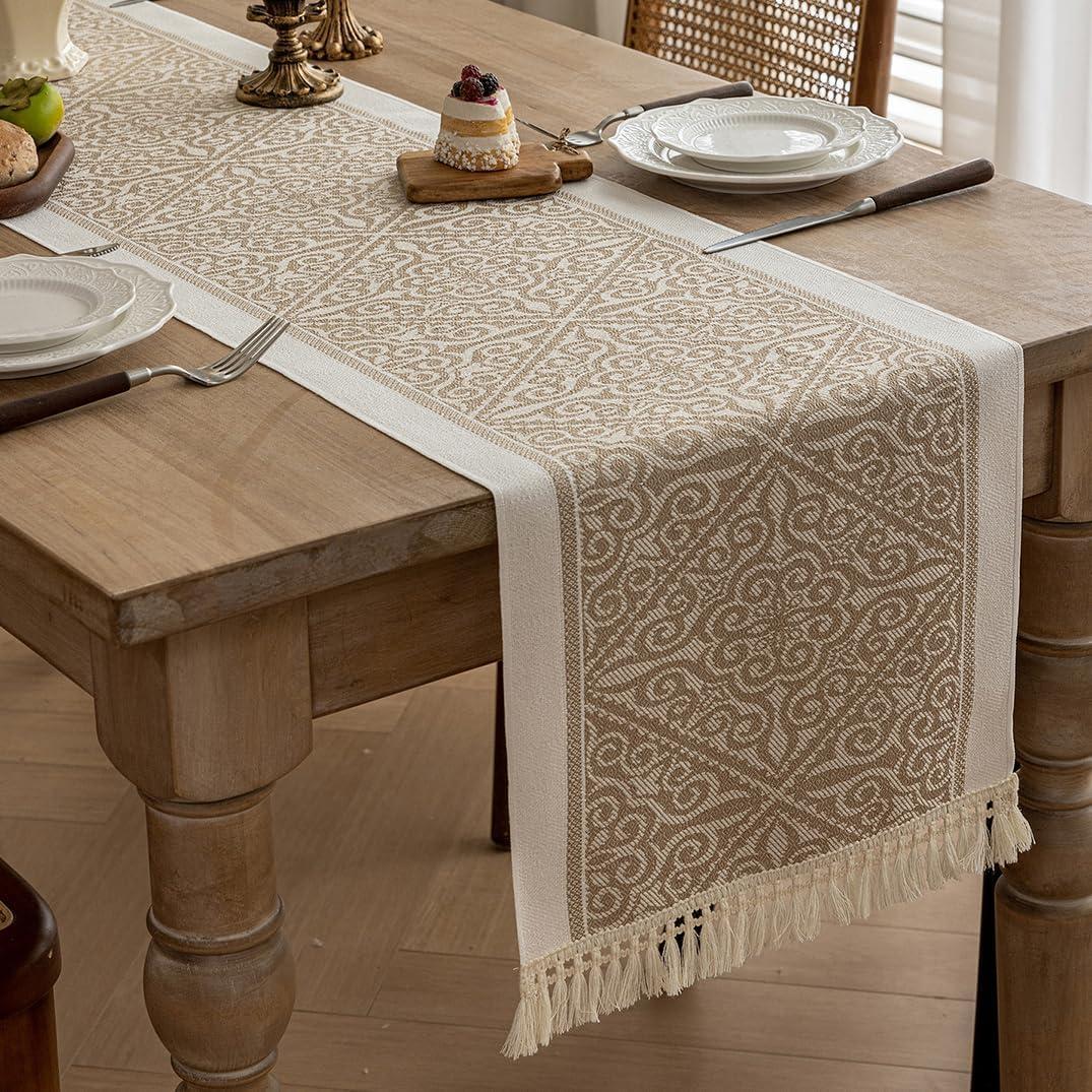 Table Runners 138 Inches,Waterproof Boho Table Runner with Tassel Fringe,Table Runner for Party Coffee Table