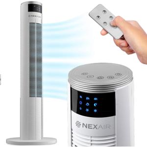 NEXAIR 36 Oscillating Tower Fan, 3 Speed Portable Fan Tower With Remote Control, Quiet Operating Floor Fan for Bedroom with 7.5 Hr Auto Off Timer, Modern Design Room Cooling Fan For Home & Office