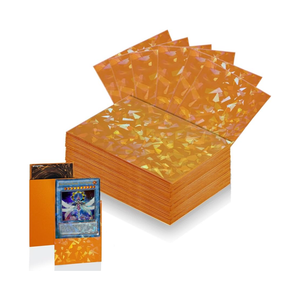 100 Count Orange Card Sleeves for Trading Cards, Perfect Fit Shiny MTG Card Sleeves, Holographic Card Sleeve Fit for Magic, Photocard, TCG, Baseball/Sports Cards, Yugioh Card, Game Card 66 * 91 mm