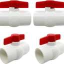 1-1/4" PVC Ball Valve Slip Socket Quarter Turn Red T-Handle Water Pipe Shut Off Valve (Pack of 4) (1.25 Inch)