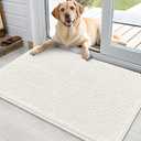 OLANLY Dog Door Mat for Muddy Paws 36x24, Absorbs Moisture and Dirt, Absorbent Non-Slip Washable Doormat, Quick Dry Chenille Mud Mat for Dogs, Entry Indoor Entryway Carpet for Inside Floor, Ivory