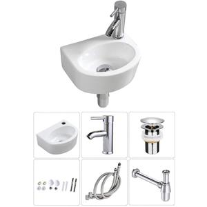 Wall Hung Basin Sink Small Cloakroom Basin Rectangle Ceramic Wash Basin Right Hand (Oval Sink Set (with Tap&Drain))