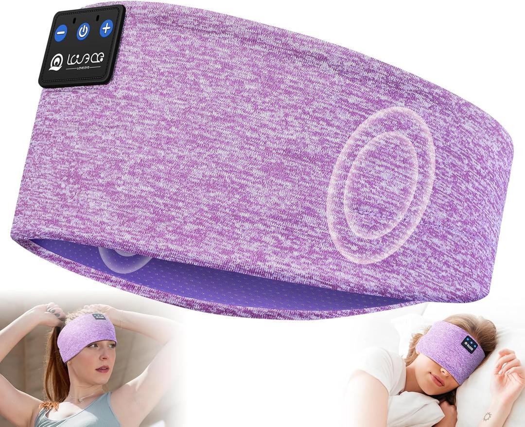 LOVE EYE Sleep Headphones Wireless Headband Headphones Bluetooth 5.4 for Side Sleeper Bluetooth Headband Earphones for Sports for tech Gadgets Gifts (Lavender Purple)