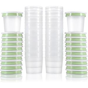 DEMORA 7 oz Plastic Food Containers with Screw Top Lids, Small Food Freezer Storage Containers Cups for Lunch Snack Soup Meal Prep, Freezer Microwave Dishwasher Safe, BPA Free (Green, 20 Sets)