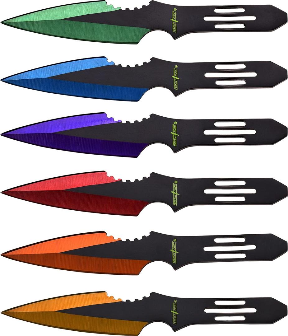 Perfect Point Throwing Knife with Nylon Sheath, 5.5 inch Blade, 2-Tone Silver Black, Stainless Steel, Practice, Training (Multi)