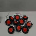 10Pcs 2 Inch Round Red LED Marker Lights 9 LED w/Reflectors, Multi Faceted 2 Inch Led Side Marker Clearance Lights Trailer Marker Lights Flush Mount w/Grommets and 2 Prong Pigtails