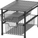 Simple Houseware Stackable Sliding Basket Organizer Drawer, Black, 2-Tier