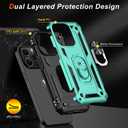 2 x IKAZZ for iPhone 15 Pro Case 6.1 Inch with Screen Protector,Military Grade Shockproof Heavy Duty Protective Phone Cover Pass 16ft Drop Test with Magnetic Kickstand Car Mount Holder,Turquoise