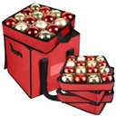 Jieting Christmas Ornament Storage Box with Dividers, 64-Ball Xmas Storage Container, 600D Oxford Christmas Balls Storage Containers with Zipper & Two Handles（Red）