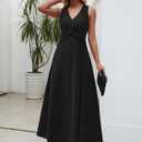 XEB Wedding Guest Dresses for Women 2026 V Neck Formal Dresses for Women Sleeveless Evening (Black)