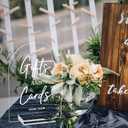 4pcs Clear Acrylic Wedding Signs for Ceremony and Reception, 5x7 Inch Modern Wedding Signage, Guest Book Sign, Cards and Gifts Sign, Favors Please Take One Sign, In Loving Memory Sign, Wedding Reception Decor