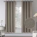 Taupe Absolutely Blackout Textured Linen Look Curtain Draperies for Bedroom - Energy Saving Thermal Insulated Anti-Rust Grommet Curtains for Living Room (2 Panels,W 52 x L 63 Inch Length)