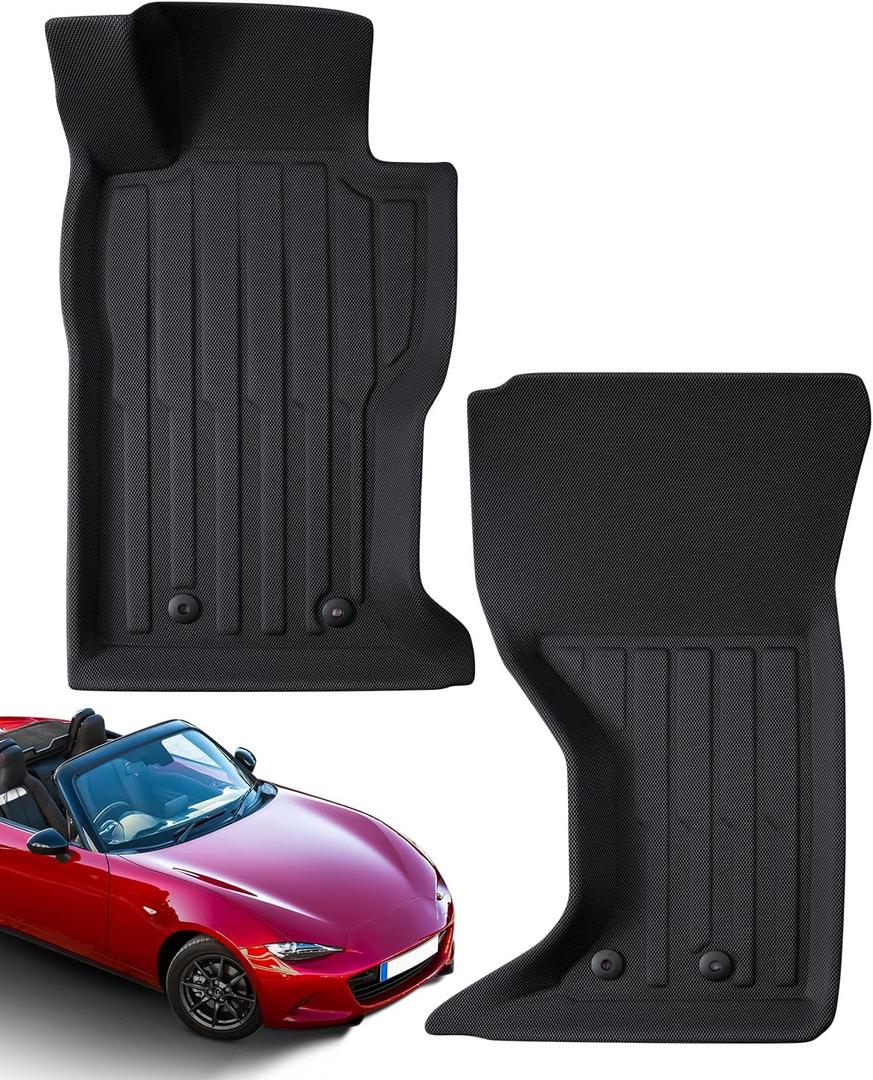 Floor Mats for Mazda MX5 Miata: 2016-2025 Custom Car Accessories, Fit for Fiat 124 Spider 2017 2018, All Weather Black Automotive Carpet Floor Liners for Miata MX-5 ND 2024 2023 2022 2021 2020 2019