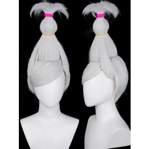 SeikoAyase Cosplay Wig DAN DA DAN Long Silver White Anime Costume Wigs + Hair Tie + Wig Cap for Women Girls Halloween Party