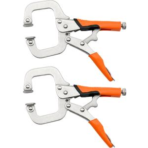 C Clamp, Heavy Duty Locking Pliers with Swivel Pads Adjustable Face Clamp for Woodworking, Welding and Pocket Hole Joinery Cabinet Carpentry, 2pcs (6 inch 2pcs)