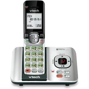 VTech CS6529 1-Handset Cordless Phone with Answering Machine, Caller ID/Call Waiting, DECT 6.0, Handset Speakerphone, Silver/Black