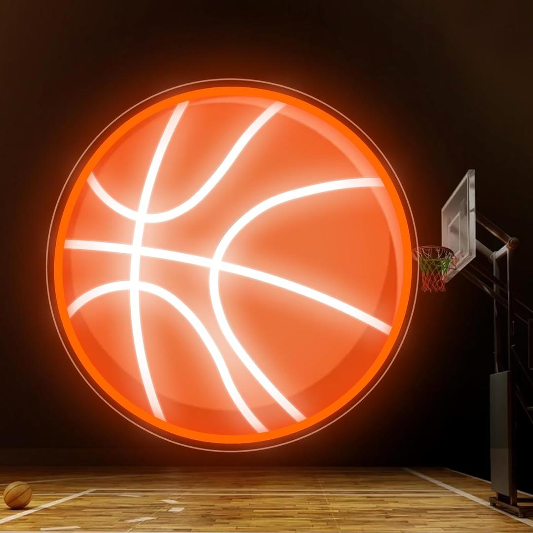 Basketball Neon Sign, Dimmable Basketball LED Neon Light for Fans, Sports Themed Neons Signs Light for Home Bedroom Man Cave Playroom College Dorm Club Birthday Party Decor