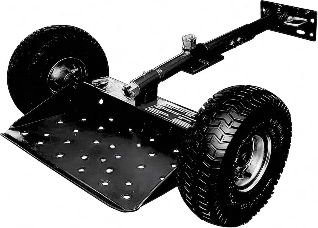 Jungle Jim's Jungle Wheels Lawn Mower Sulky Black Edition Stand-On Two-Wheel Sulky for Walk-Behind Mowers Folding Trailer Hook Up 10" Wheels 