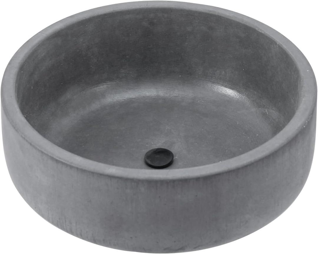 MyGift 8 Inch Round Unglazed Cement Planter Pot with Drainage Hole, Decorative Gray Concrete Indoor Succulent Cactus Planter Vase Bowl - Plants not Included (Small)