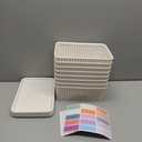 8 PCS Plastic Storage Baskets with Lids, Stackable Storage Bins with Lids & Labels for Organizing, Small Storage Bins for shelves, Office, Drawer, Cabinet & Pantry,Nursery Organization,10.2*7.2*4.1In