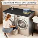 Washer Dryer Countertop, HDPE Laundry Countertop with Edge Rails, No-Installation-Black, 1-Tier