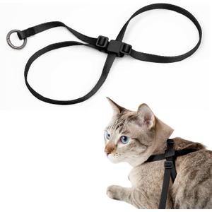 Cat Harness Escape-Proof Anti-Choking Adjustable Nylon Harness Lightweight with Anodized Aluminum Buckle, Ideal for Cats Outdoor Walking Training, IDA Award (Midnight Black, M (17.7"))