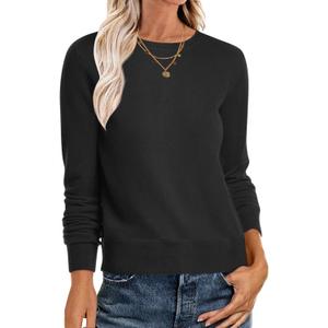 ANRABESS Sweaters for Women Long Sleeve Lightweight Crewneck Soft Basic Knit Loose Fit Pullover Top 2025 Fall Trendy Outfits (X-Large, Black)