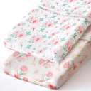 Stretchy Changing Pad Covers BROLEX Changing Table Cover for Baby Boys Girls,2 Pack Jersey Knit,Pink Blossom