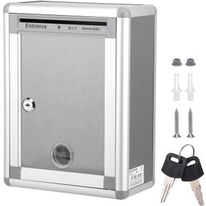 Wall Mount Mailbox, Lockable Secure Post Box, Letter Box for Outside, Drop Box with Key Lock, for Envelope, Letter, Outside, Home, Office Business