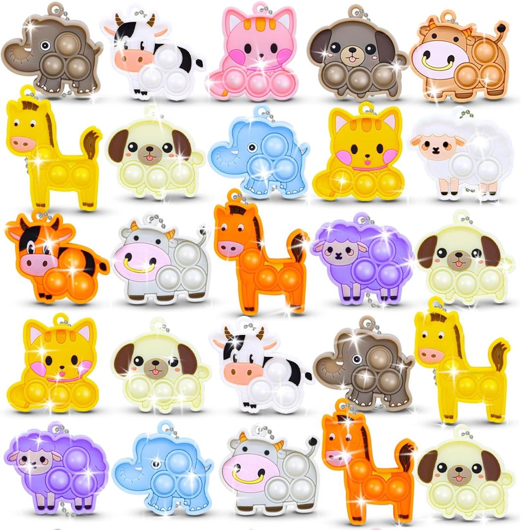 30pcs Party Favors for Kids Fidget Toys Bulk Mini Pop Keychain Stocking Stuffers Birthday Carnival Treasure Classroom Prizes Toddler Toys Fidget Pack Stress Relief Toys