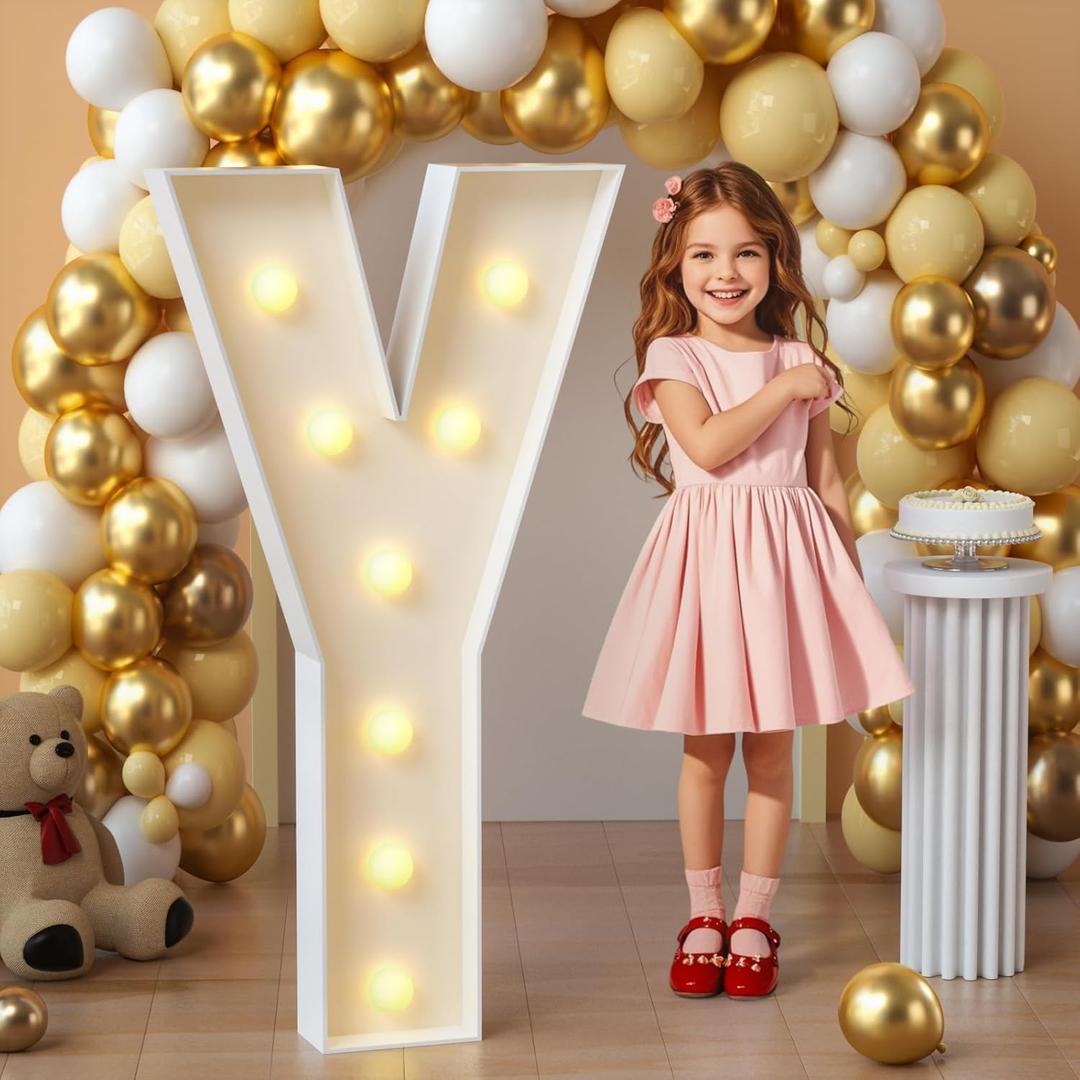 imprsv Marquee Light Up Letters, 3FT Mosaic Letters with Light for Baby Shower Graduation Party Decor, Large Y for Engagement Wedding Party Decorations (Need to Assemble)