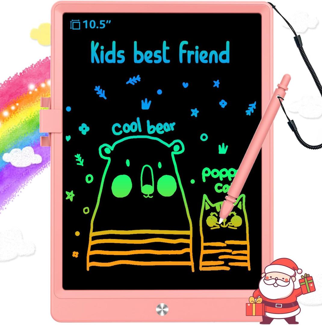 LCD Writing Tablet Doodle Board, 10.5 inch Colorful Drawing Pad,Electronic Drawing Tablet, Drawing Pads,Travel Gifts for Kids Ages 3-8 Year Old Girls Boys (Pink)